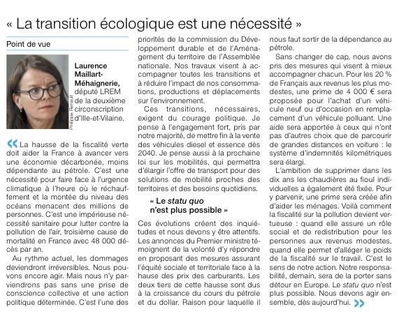 Tribune, Ouest France 17 novembre 2018